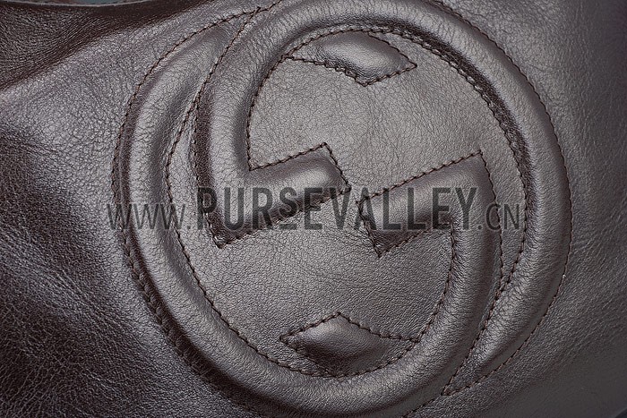 Gucci Soho Large Hobo with Embossed Interlocking G Dark Brown