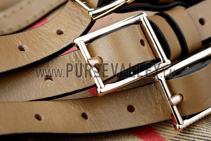 Burberry Medium Bridle House Check Belted Tote Khaki