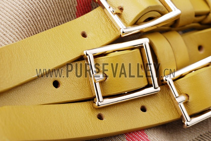 Burberry Medium Bridle House Check Belted Tote Yellow