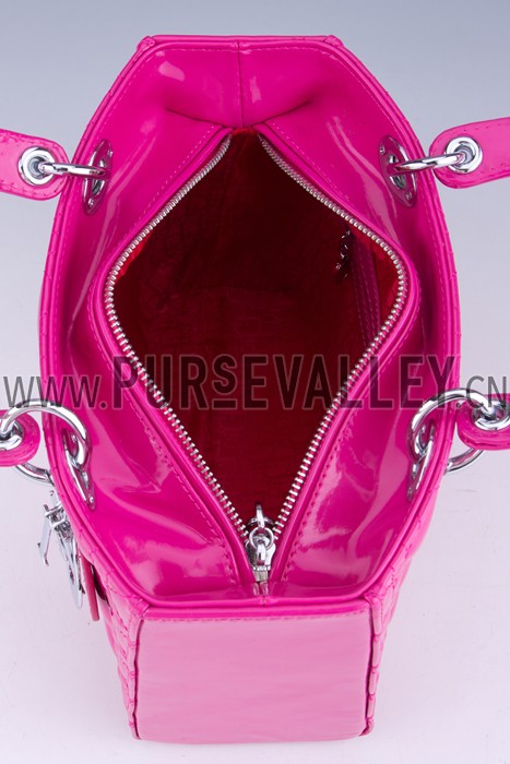 Dior Small Lady Cannage Bag Patent Leather Pink