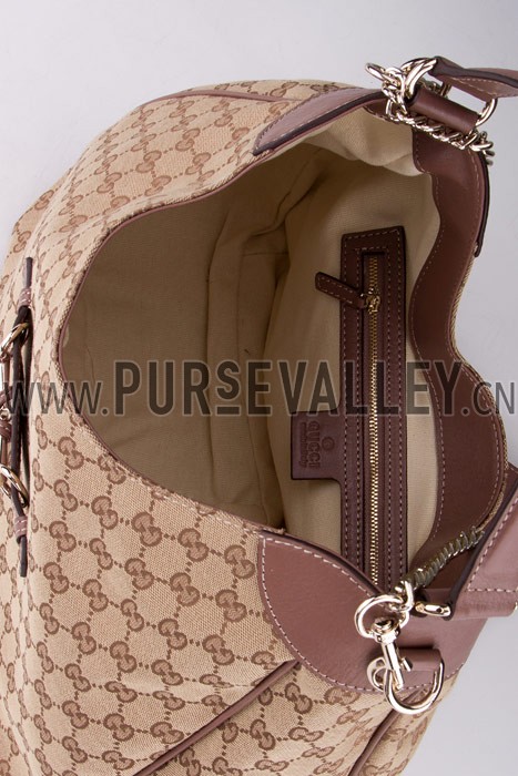 Gucci Emily GG Canvas Light Plum Leather Trim Hobo