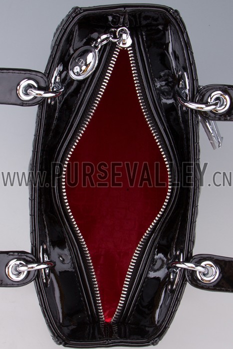 Dior Small Lady Cannage Bag Patent Leather Black