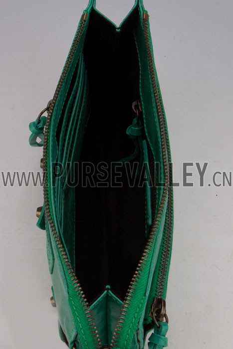 Balenciaga Giant Gold Envelope Wallet with Strap Green