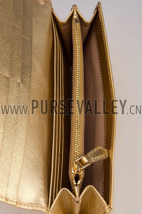 Prada Continental Wallet Gold