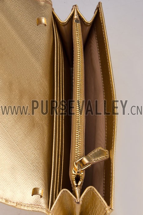 Prada Continental Wallet with Strap Gold