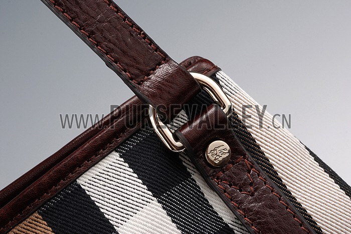Burberry Small Bridle House Check Tote Bag Dark Brown 607780