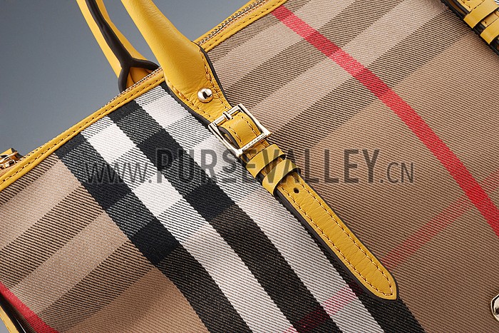 Burberry Medium Bridle House Check Tote Bag Yellow 607784