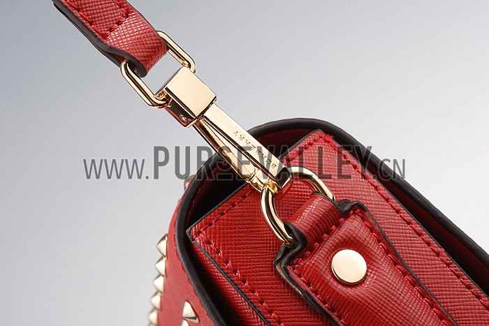 Burberry Studded Berkley Crossbody Bag Red 607788