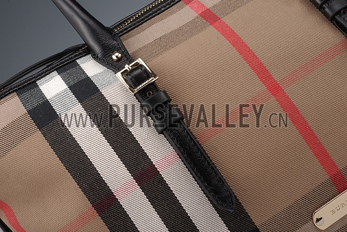 Burberry Medium Bridle House Check Tote Bag Black 607791
