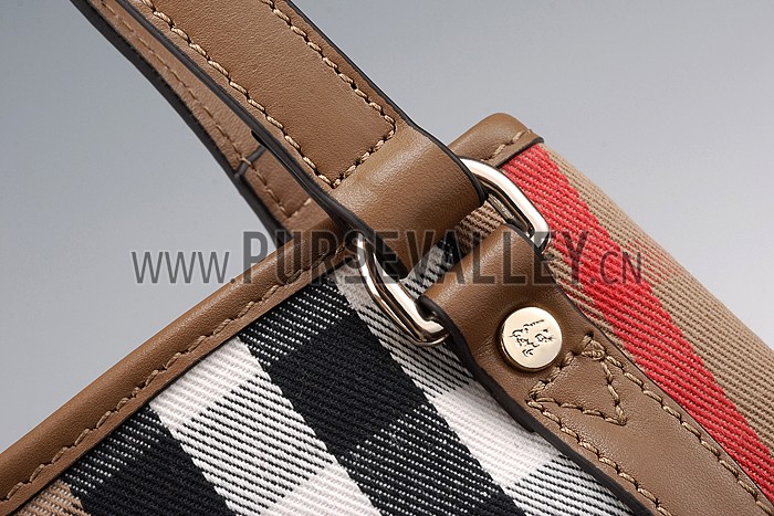 Burberry Small Bridle House Check Tote Bag Brown 607792