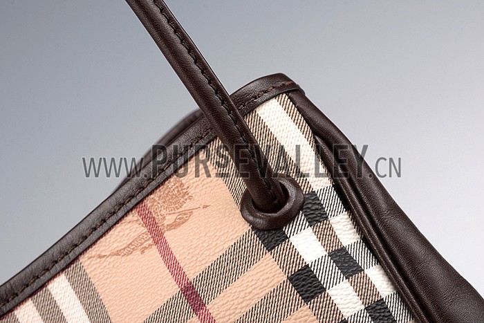 Burberry Small Haymarket Check Tote Bag Brown 607797
