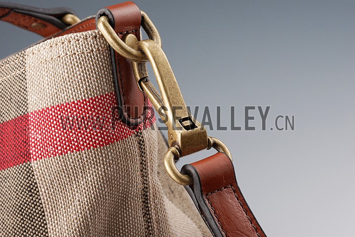 Burberry Large Canvas Check Tote Bag Brown 607811