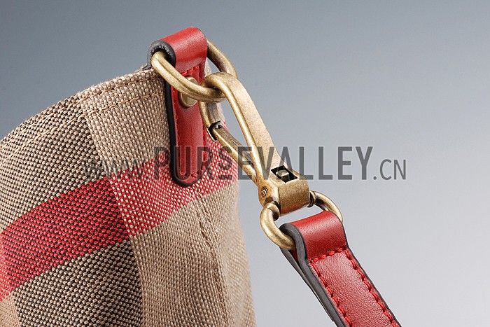 Burberry Large Canvas Check Tote Bag Red 607812