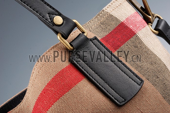Burberry Large Canvas Check Tote Bag Black 607813