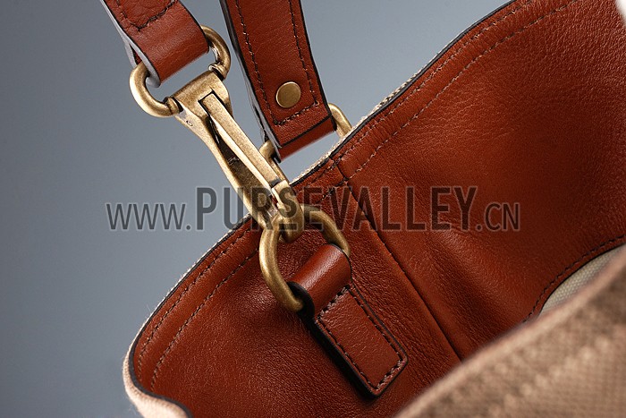 Burberry Medium Canvas Check Hobo Bag Brown 607817