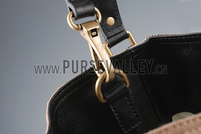 Burberry Medium Canvas Check Hobo Bag Black 607819