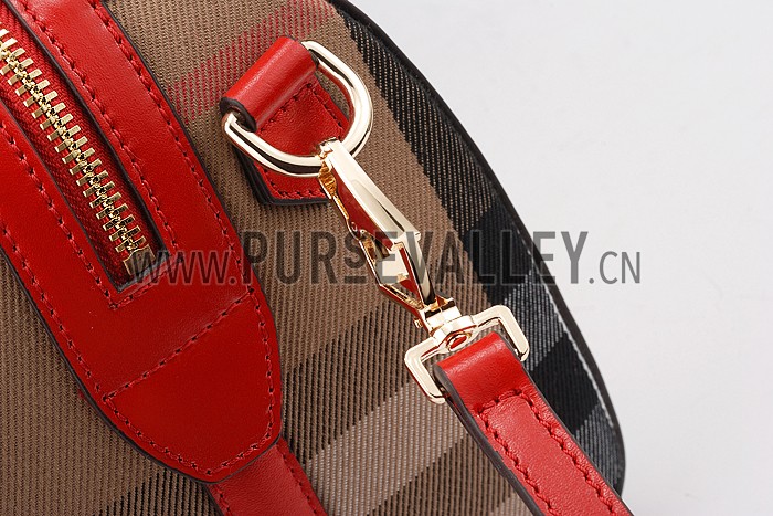 Burberry Sartorial House Check Bowling Bag Red 607822