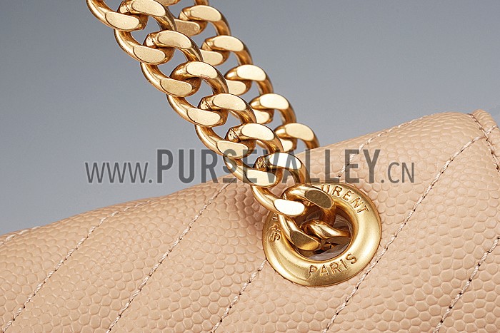 Saint Laurent Classic Monogram Satchel Beige 607881