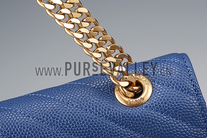 Saint Laurent Classic Monogram Satchel Rolay Blue 607883