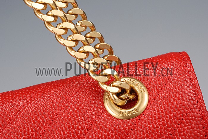 Saint Laurent Classic Monogram Satchel Red 607884