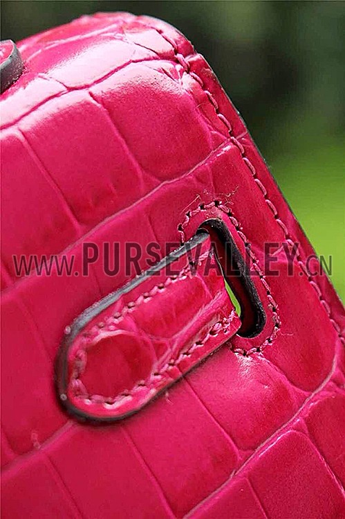 Hermes Kelly 28 Crocodile Leather Rose Tyrien 608148