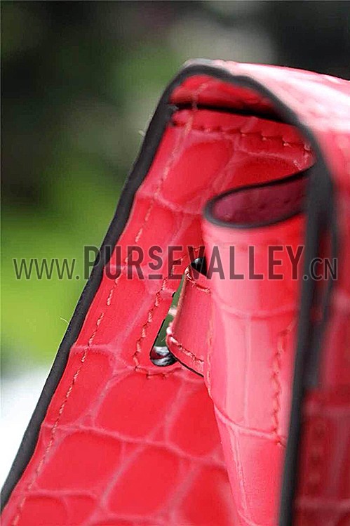 Hermes Kelly 28 Crocodile Leather Pink 608149