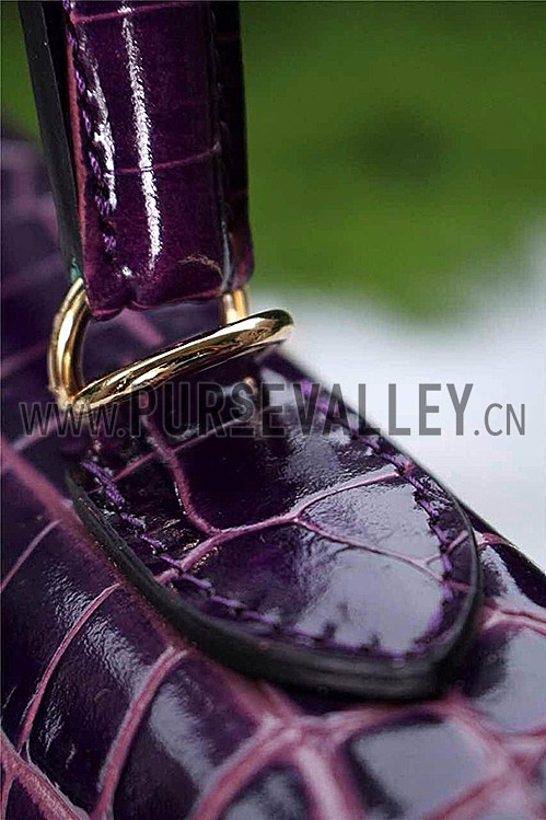 Hermes Kelly 28 Crocodile Leather Purple 608150