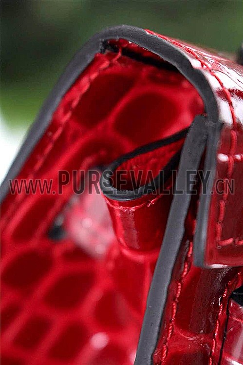 Hermes Kelly 28 Crocodile Leather Red 608151