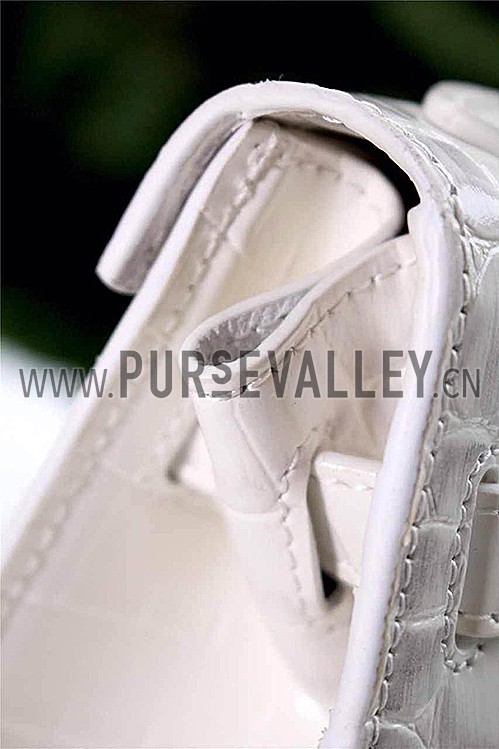 Hermes Kelly 28 Crocodile Leather White 608152