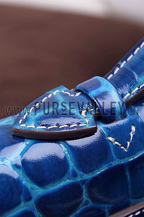 Hermes Kelly Longue Clutch Crocodile Leather Blue Electric 608167