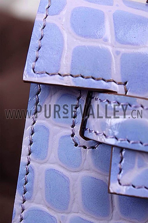 Hermes Kelly Longue Clutch Crocodile Leather Light Purple 608172