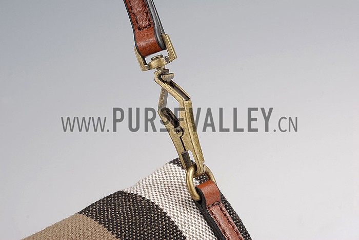 Burberry Canvas Check Foldover Crossbody Bag Saddle Brown 608275