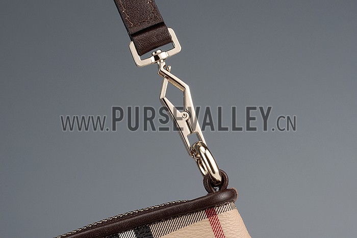 Burberry Haymarket Check Wristlet Chocolate 608283