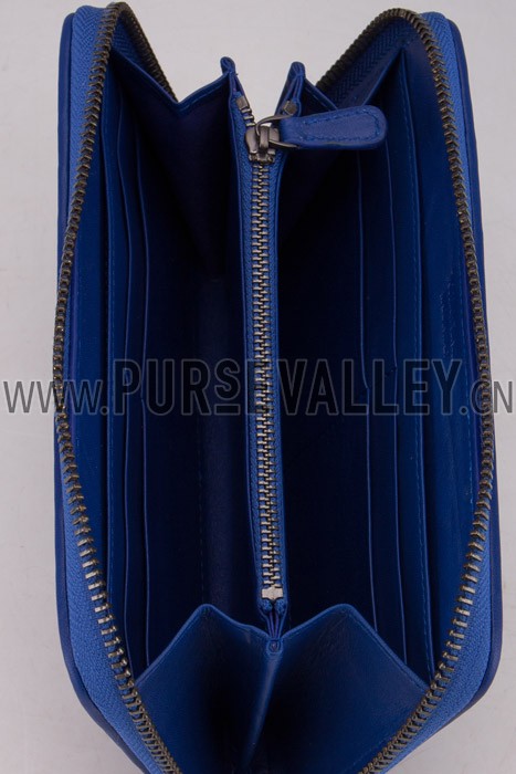 Bottega Veneta Intrecciato Nappa Zip Around Wallet Blue