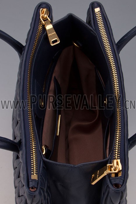 Miu Miu Nappa Leather Three-Pocket Bag Dark Blue