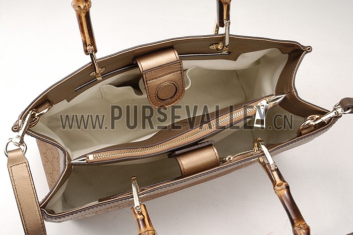 Gucci Bamboo Shopper Leather Small Tote Gold 607316