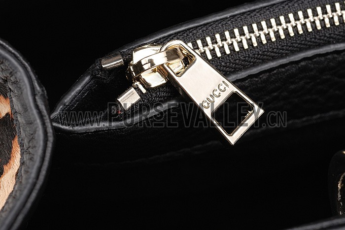 Gucci Bamboo Shopper Leather Small Tote Animal Print 607318