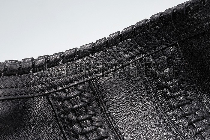 Gucci Medium Woven Tassels Black Leather Hobo 607325