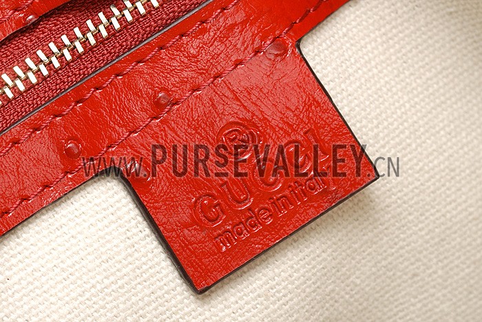 Gucci Red Ostrich Leather Work Bag 607335