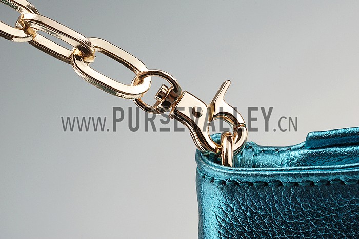 Tory Burch Logo Flap Clutch Metallic Tropical Green 607556