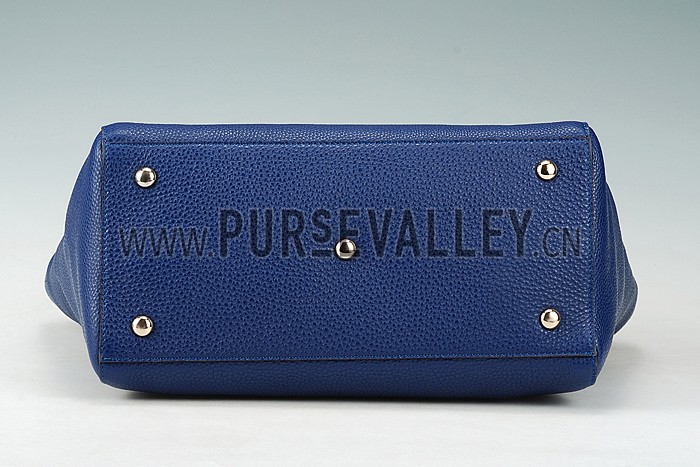 Gucci Swing Leather Tote Dark Blue Medium 607683