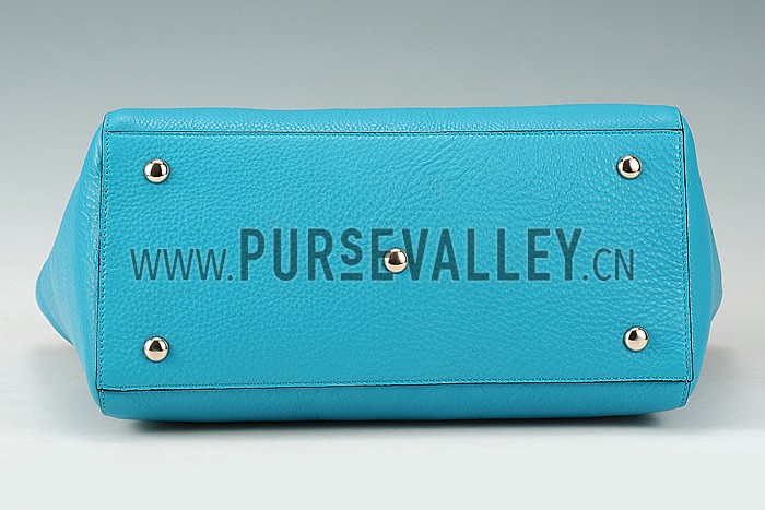 Gucci Swing Leather Tote Light Blue Medium 607684