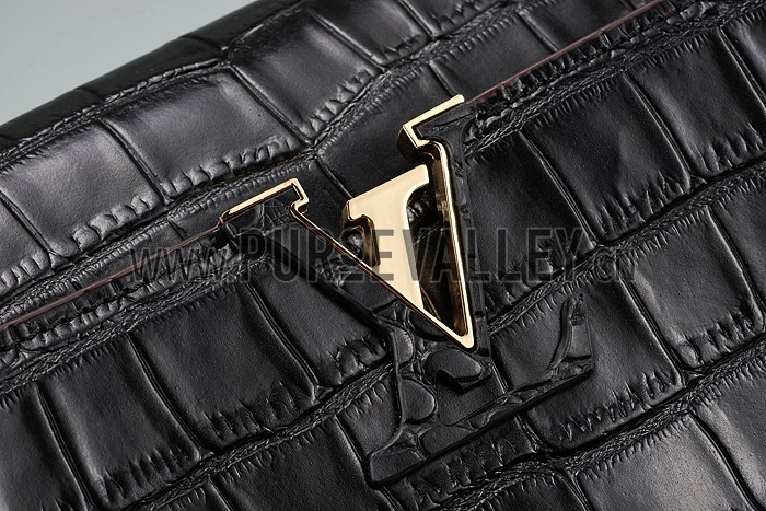 Louis Vuitton Capuciness Crocodile Leather Black MM 607547