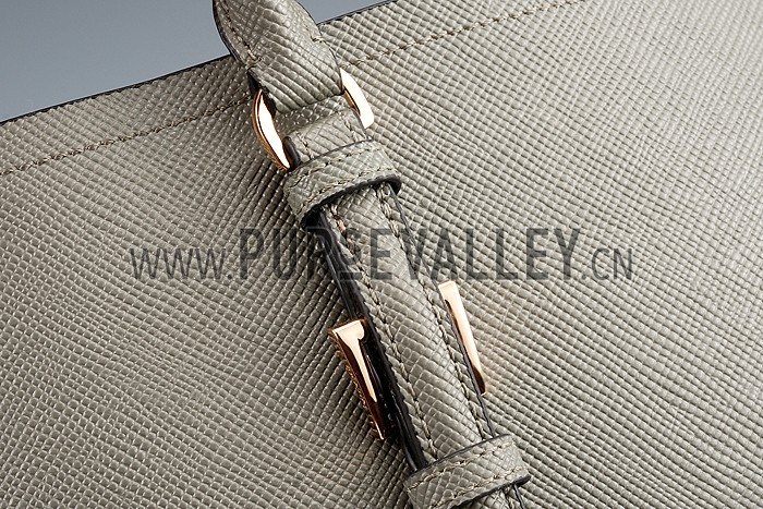 Prada Saffiano Double Tote Grey