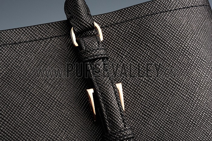 Prada Saffiano Double Tote Black