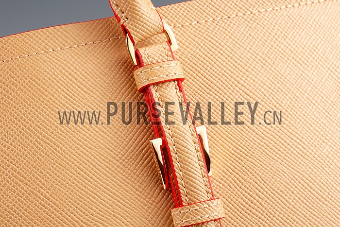Prada Saffiano Double Tote Light Brown
