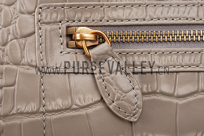 Celine Micro Luggage Crocodile Grey