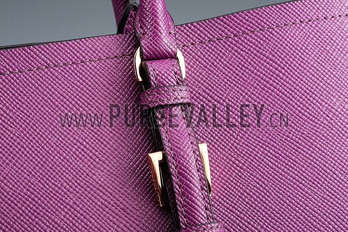 Prada Saffiano Double Tote Purple