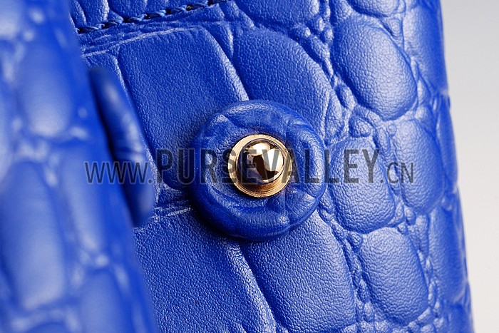 Prada Saffiano Crocodile Leather Black And Blue Bag