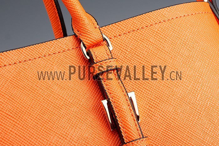 Prada Saffiano Double Tote Orange